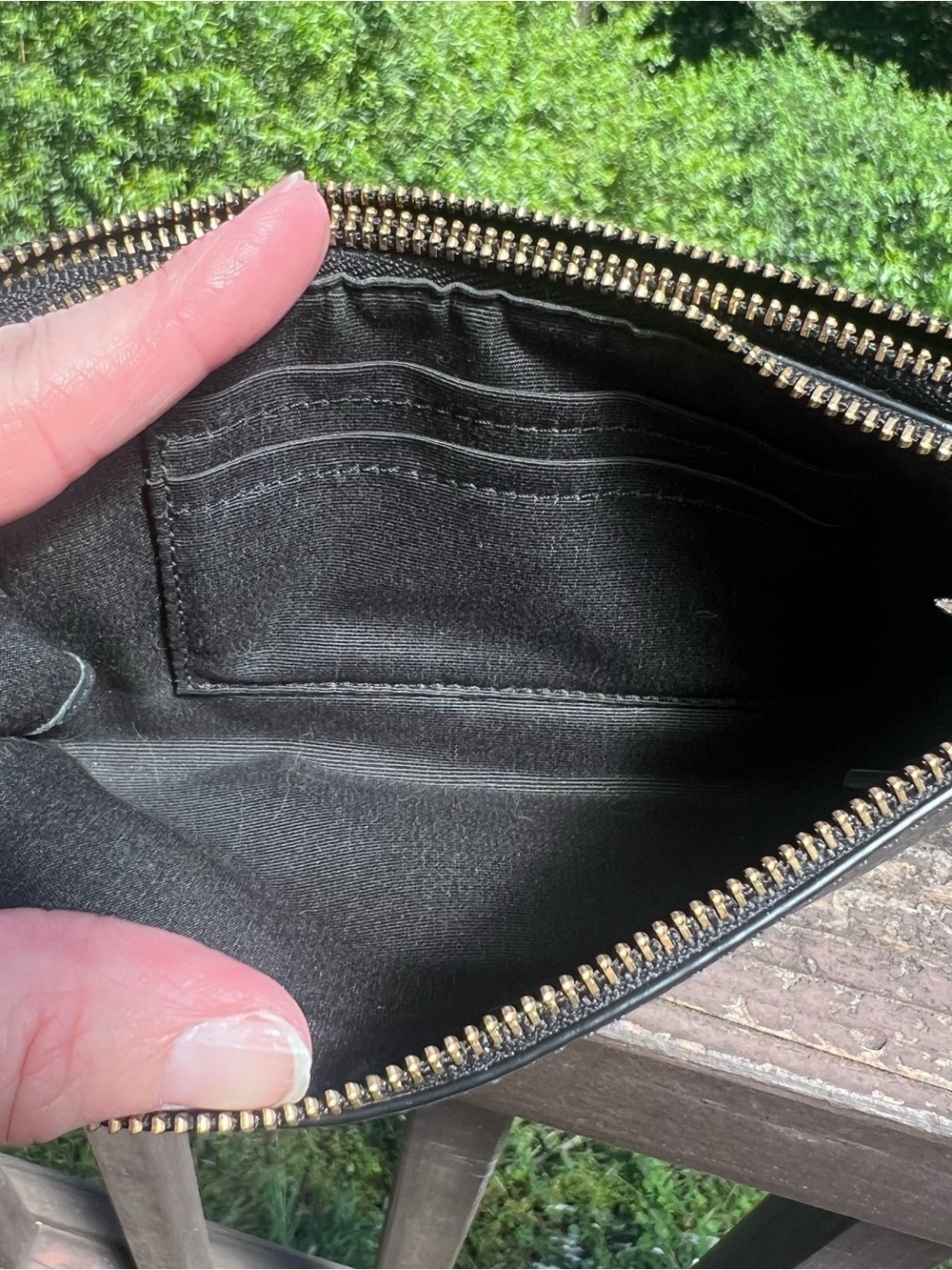 COACH Black Pebbled Leather Wristlet Double Zip Wallet with Gold Hardware - Picture 10 of 13